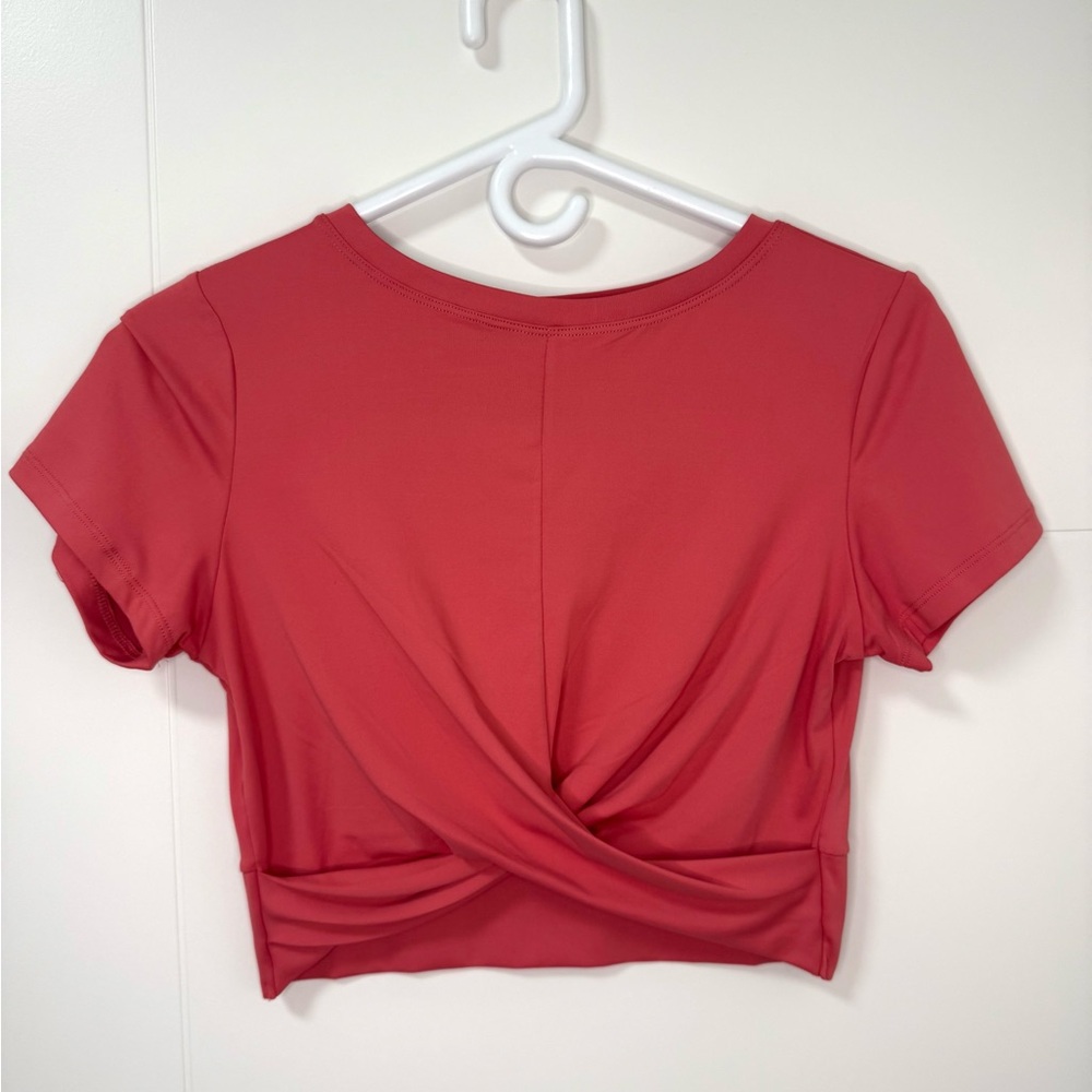 Women's coral Twist-Front Top